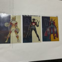 3 Deathwatch 2000 Acetate Cells 1993 Classic Superheroes Trading Cards