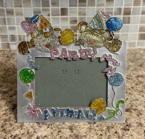Vintage Y2K Sixtree Monkey Party Animal Glitter Metal Picure Frame