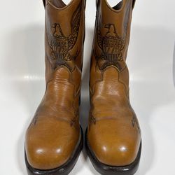 Vintage THOM MCAN Cowboy Work Rancher Boots Size 10 1776 Eagle Steel Toe