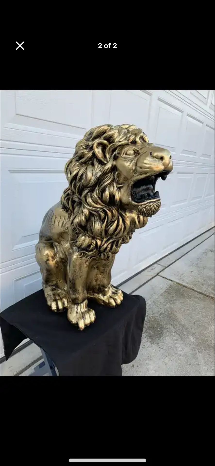 3 Foot Tall, Golden, Roaring Lion Statue