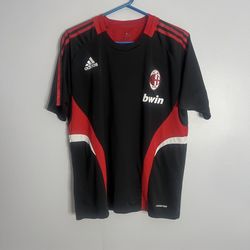 AC Milan Training Jersey Mens Large? Red Adidas 2008 2009 Italy Futbol