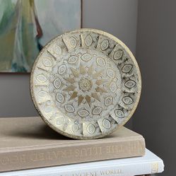 Small Vintage Detailed Etched Brass Tray ( D8" ) firm on price 