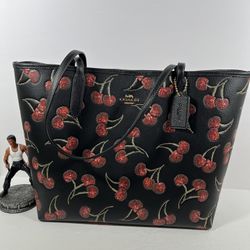 Coach City Tote Bag With Cherry Print NWT
