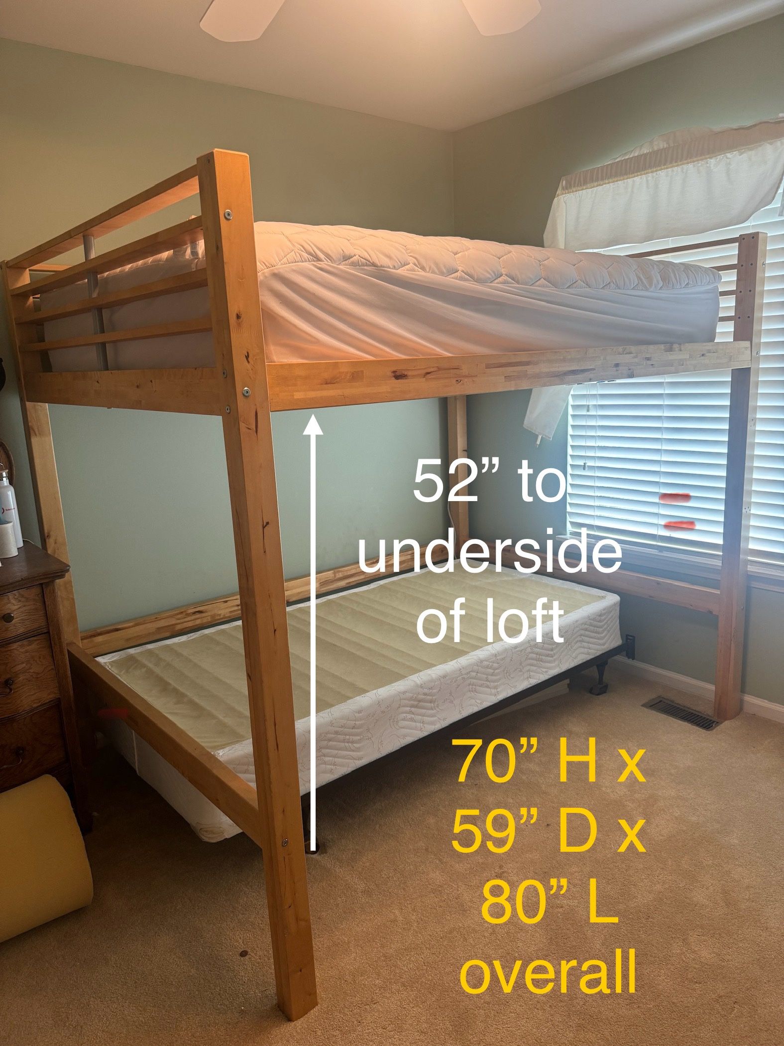 Full Bunk Loft Bed-light Maple Wood