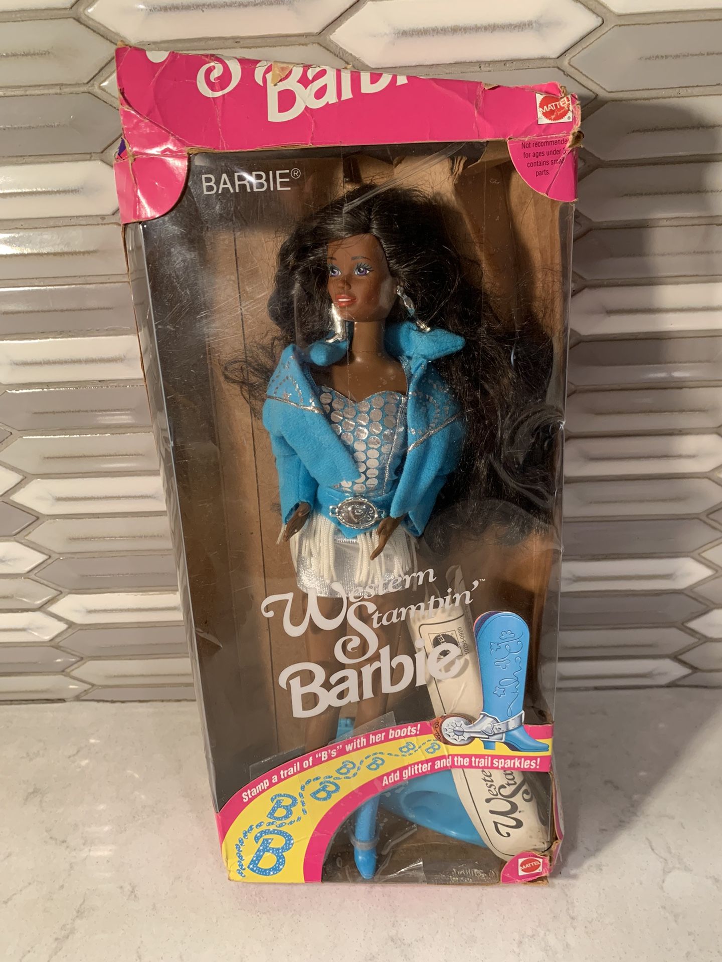 RARE 1993 WESTERN STAMPIN' BARBIE AFRICAN AMERICAN DOLL #10539 COLLECTIBLE