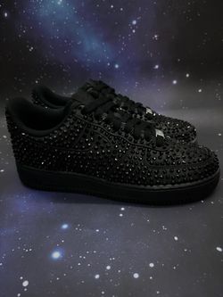 ✨ Custom Rhinestone Black Air Force’s ✨