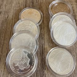 8-1oz Troy .999 Fine Silver Generic Rounds In Capsules 