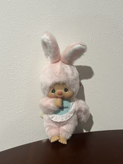 Monchhichi Mascot Friends Medium Chimutan Bunny Light Pink Doll 10-12 inch Doll