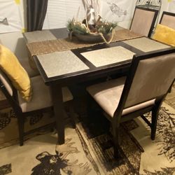Dining Table Set 5 Chairs And Extra Center Leaf With Hutch China Set