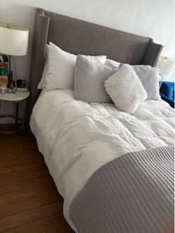 Queen sized bed frame (mattress and boxspring available)