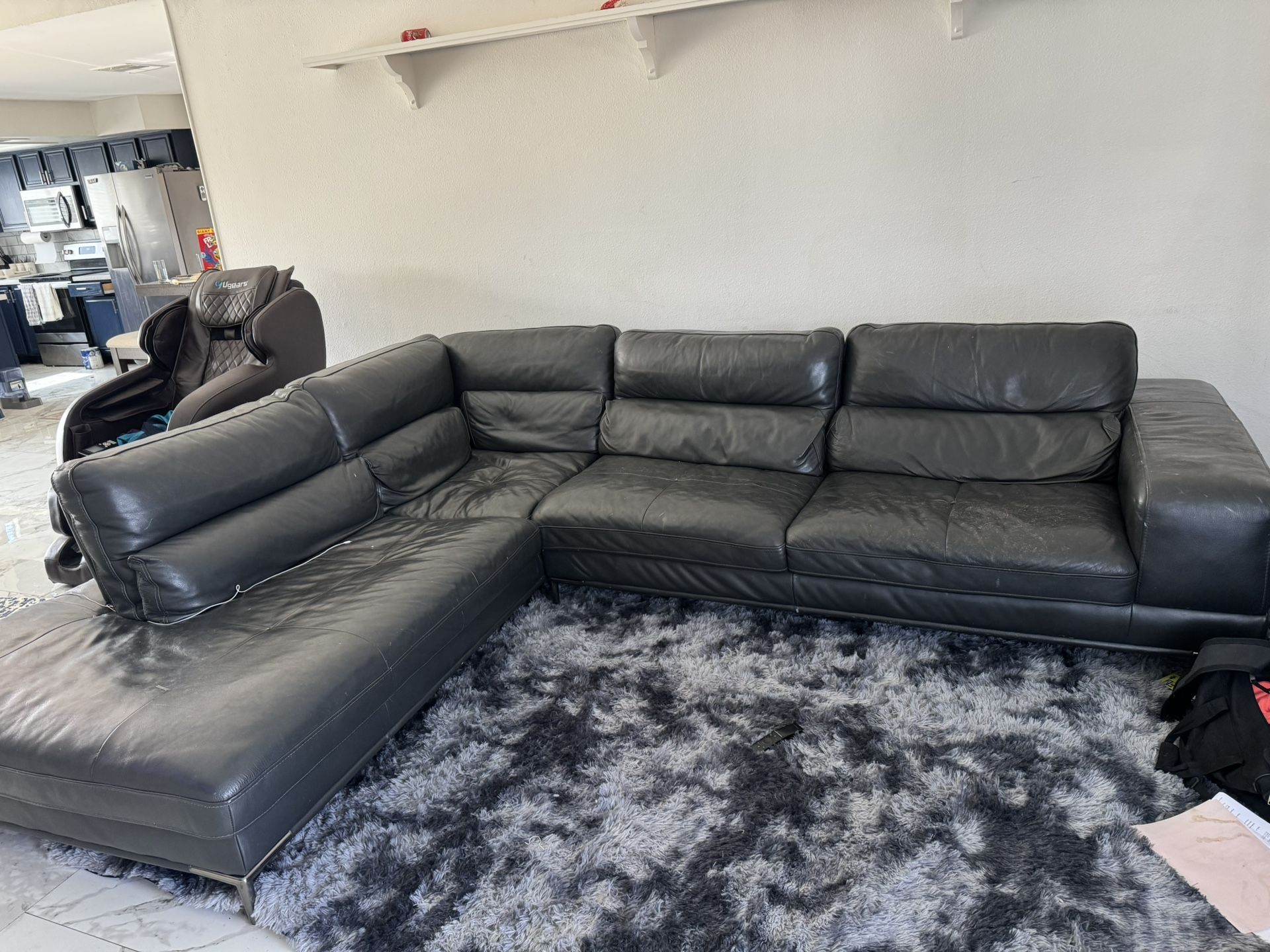Leather Sectional Sofa Couch Sala 