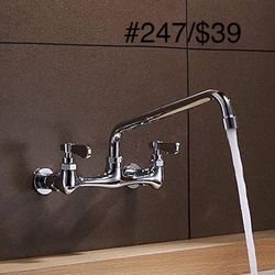 Commercial Kitchen Faucet Wall Mount with 8 Inch Swivel Spout 8" NEW❗️❗️