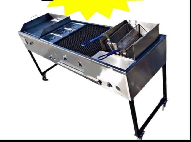 36x20 Inch Flat Grill With 20 Inch Bbq & 2 Fryers