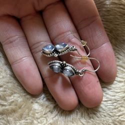 Authentic .925 Sterling Silver Earrings With Moonstone 