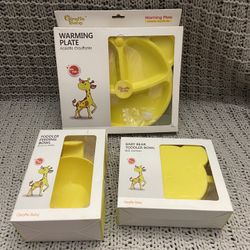 Brand New Giraffe Baby Feeding, Warming Plates And Bowl