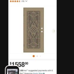 Unique Home Designs
Manchester 32 in. x 80 in. Left Hand/Outswing Desert Sand Aluminum Security Door.    with Bronze Perforated Metal Screen