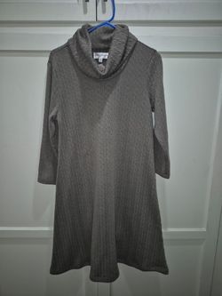 Gray Cowl Neck Sweater Dress