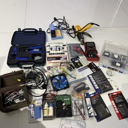 Electronics Tool Kit Bundle – Soldering Iron, Multimeter, Heat Gun + Parts. Make Your Offer 