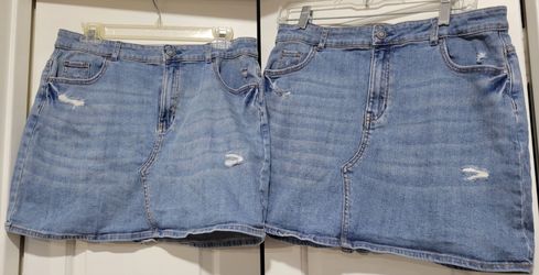 2 girls blue jean denim skirt size Xl 14-16 Plus like new washed but never worn