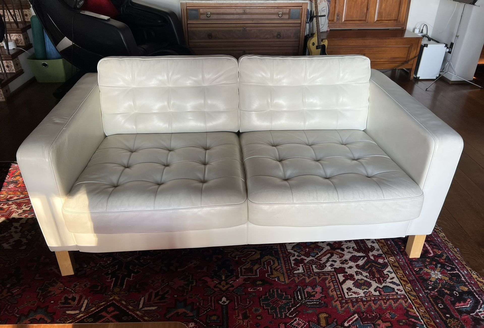 Loveseat: White Leather IKEA