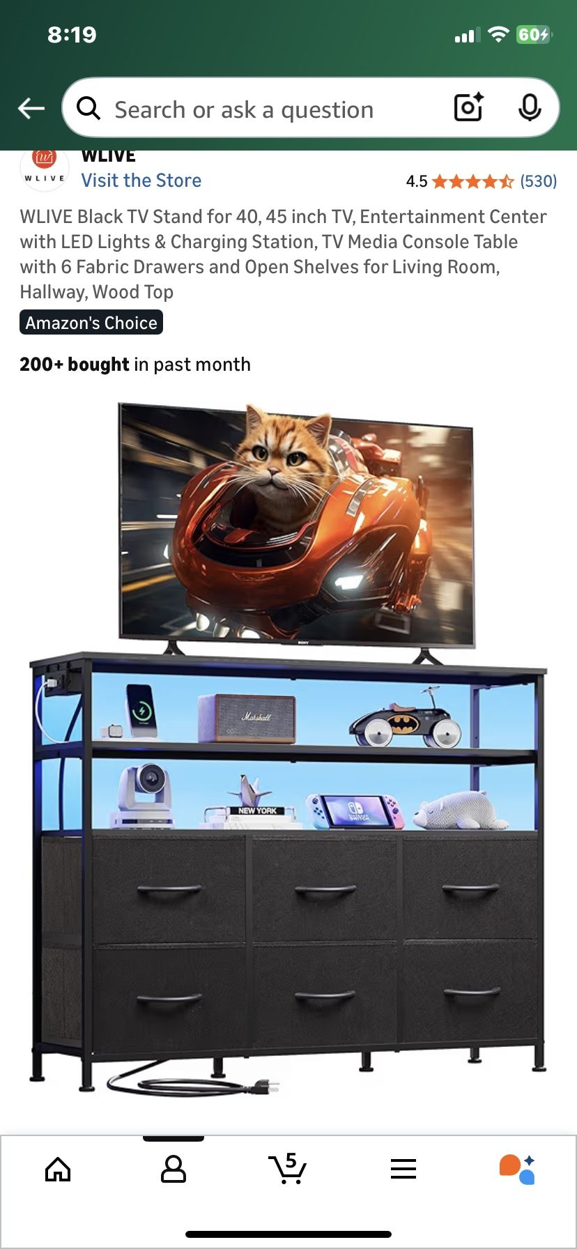 Brand New 6 Drawer Dresser With Plugs & LED Lights