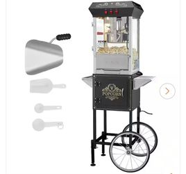 VEVOR Popcorn Maker with Cart 850W Popcorn Popper Machine 8 oz. Kettle Makes 48 Cups per Batch Popcorn Machine