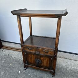 Antique 19th Century Korean Hyla Elmwood Display Cabinet Shelf W Matching Lock