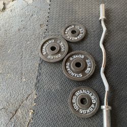 Olympic Curl Bar And Plates