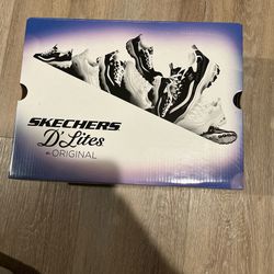 SKECHERS D'Lites Original Women's Sneakers Memory Foam Black Pink Lace Up