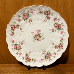 AYNSLEY GROTTO ROSE SIDE PLATE BONE CHINA TEA PLATE IN WHITE AND GOLD PINK ROSES