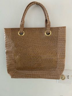 Creamy Beige Tote Bag Faux Alligator Print