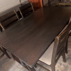 World Market Adjustable Dinning Table And 4 Wood Chairs