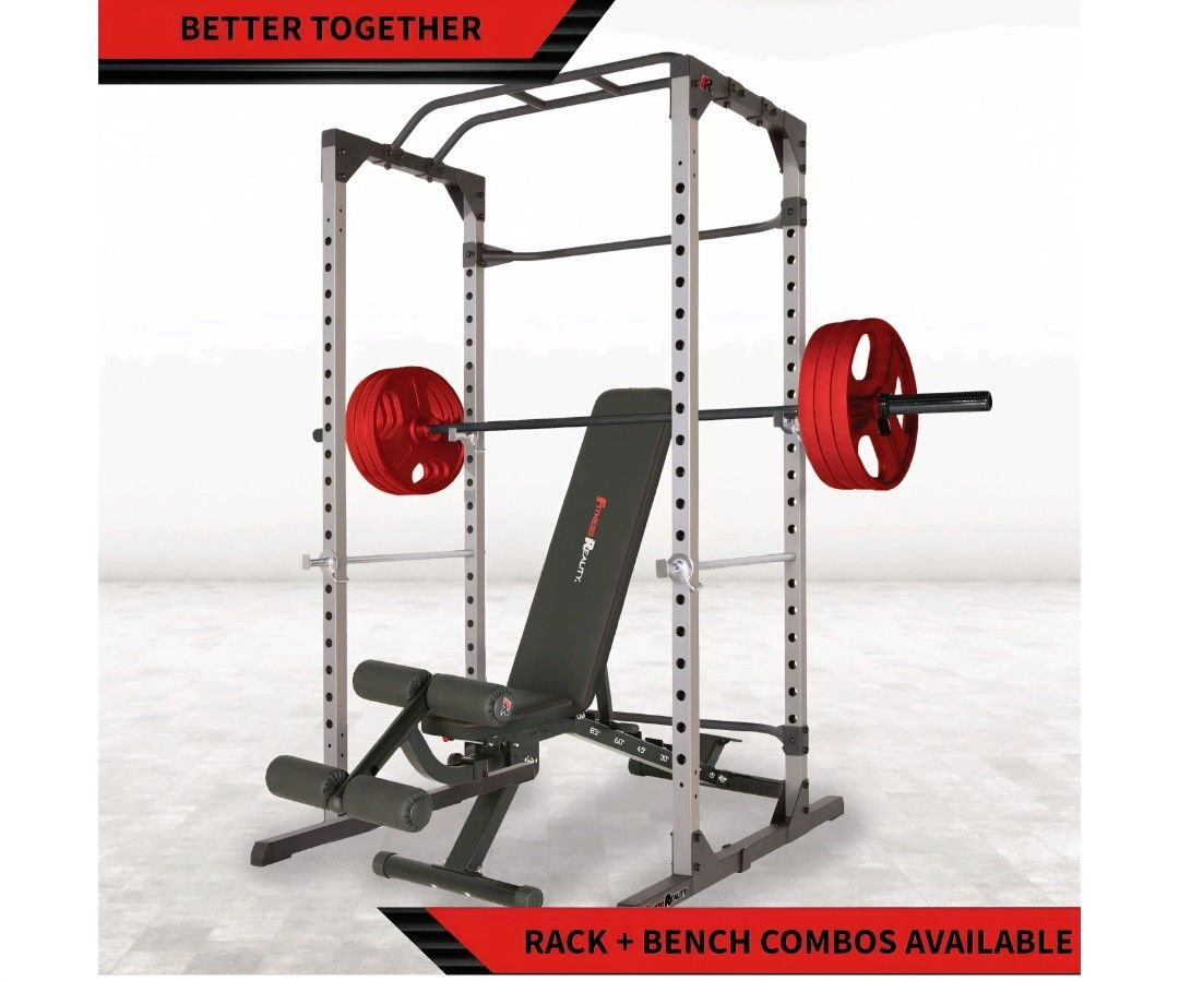 Fitness Reality Squat Rack Power Cage with | Optional LAT Pulldown & Leg Holdown Attachment | Squat and Bench Rack Combos| Super Max 810 XLT |