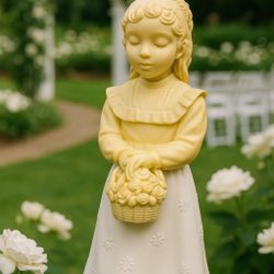 Avon 1970s Empty Figural Wedding Flower Maiden Unforgettable Cologne Decanter, 5”