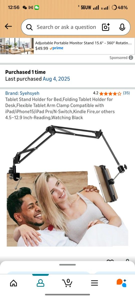Tablet Stand Holder for Bed,Folding Tablet Holder for Desk,Flexible Tablet Arm Clamp Compatible with iPad/iPhone15/iPad Pro/N-Switch,Kindle Fire,or ot