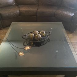 Wood Coffee Table With Glass Top 