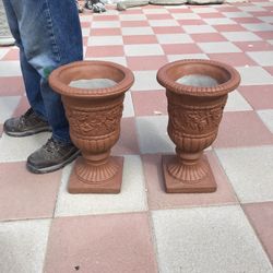 New Flower Pots Made Out Of Cement 15in H x 9in W 