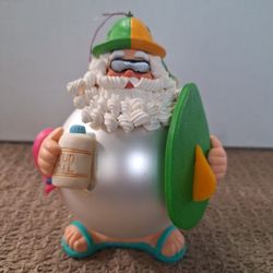 Surfer Santa Christmas Tree Ornament