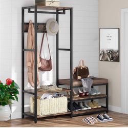 Coat Rack Shoe Bench Storage Shelf