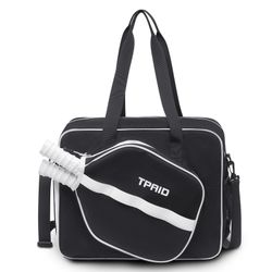 Pickleball Court Bag for 2 Paddles, Shoes & Wet Pocket, Black, NEW