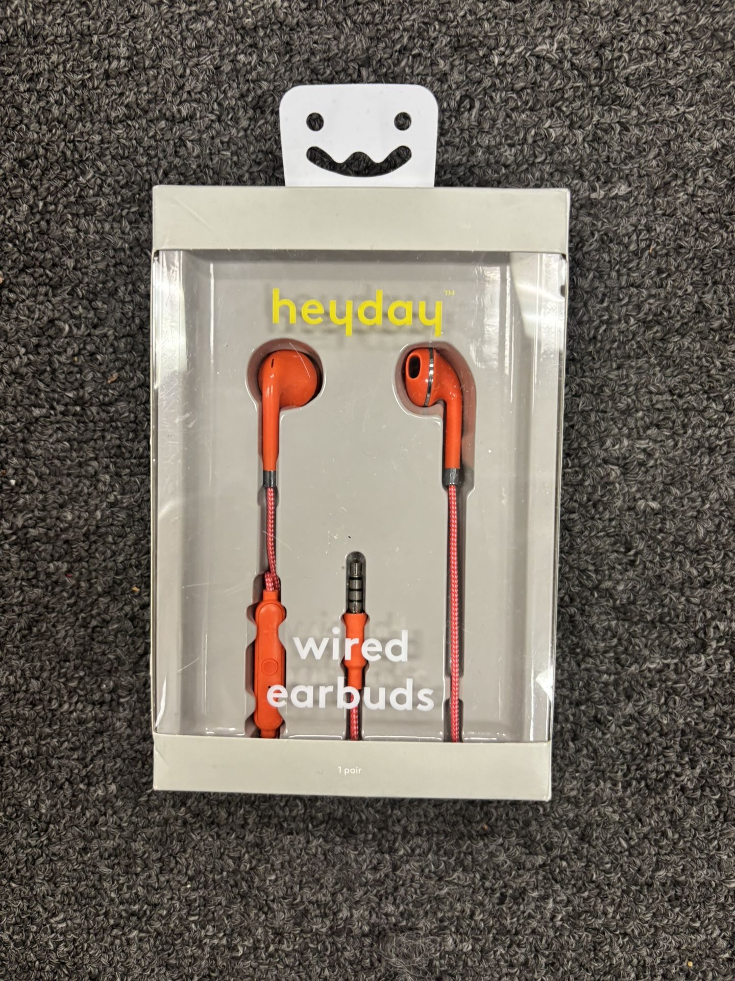 Wired Earbuds - Heyday™ Orange (Stylized): Built-in Microphone, Silicone Cushions