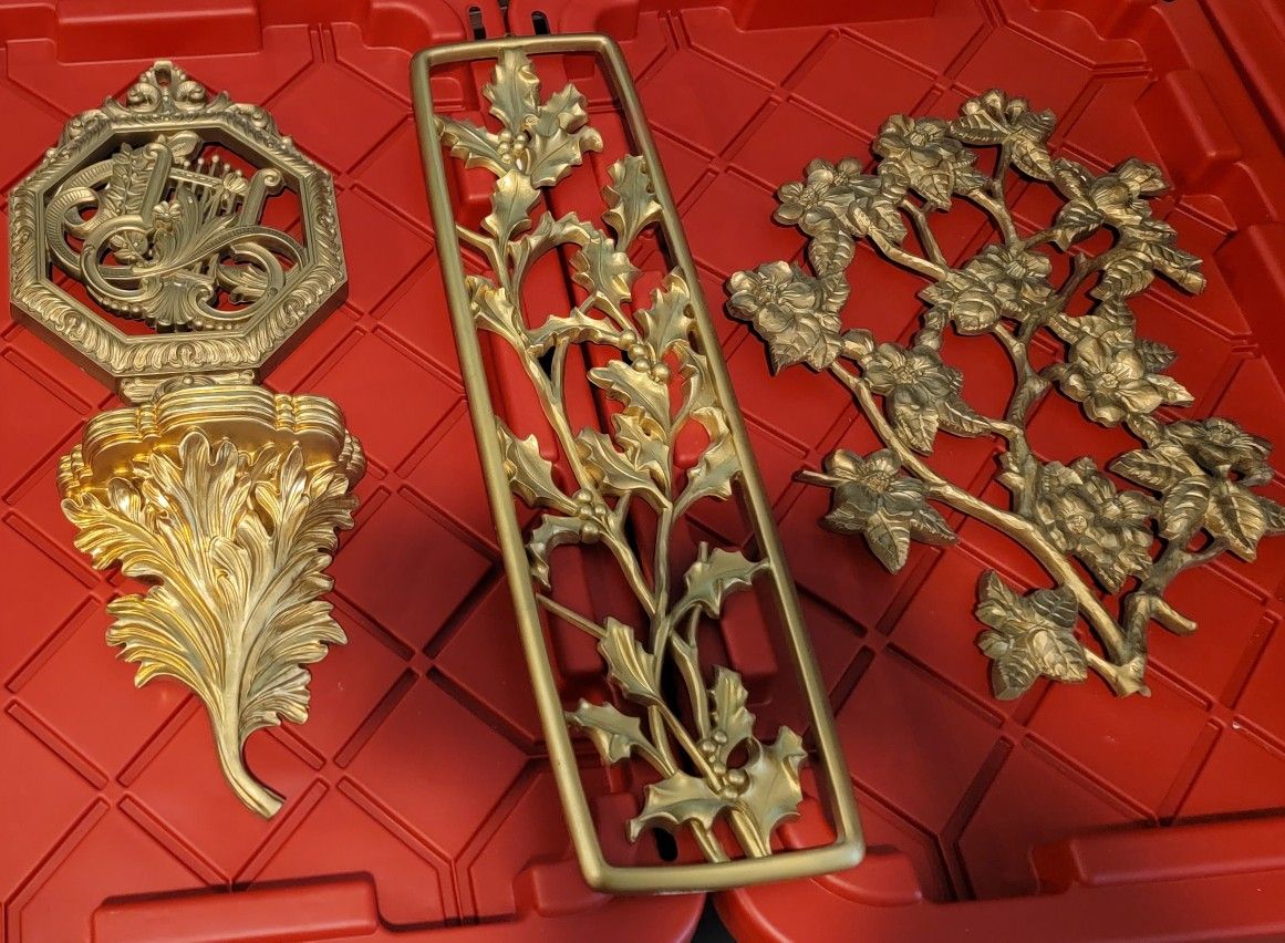 Vintage Syroco Wall Mirror OR Plaques Candle Holder Sconce Planter Pocket Wall Shelf