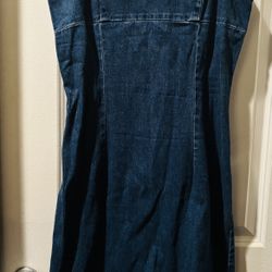 Vintage Denim Blue Dress with. White Trim by Finess E USA size L