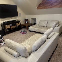 While Leather Couch