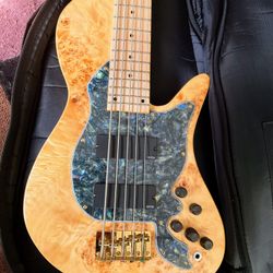 FODERA 5 STRING BASS GUITAR LOOK ALIKE , EMG PICKUPS,  WITH CASE  $800 obo , w  RECEPT.