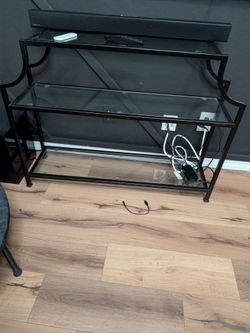 Black Metal and Glass 3-Tier TV Stand