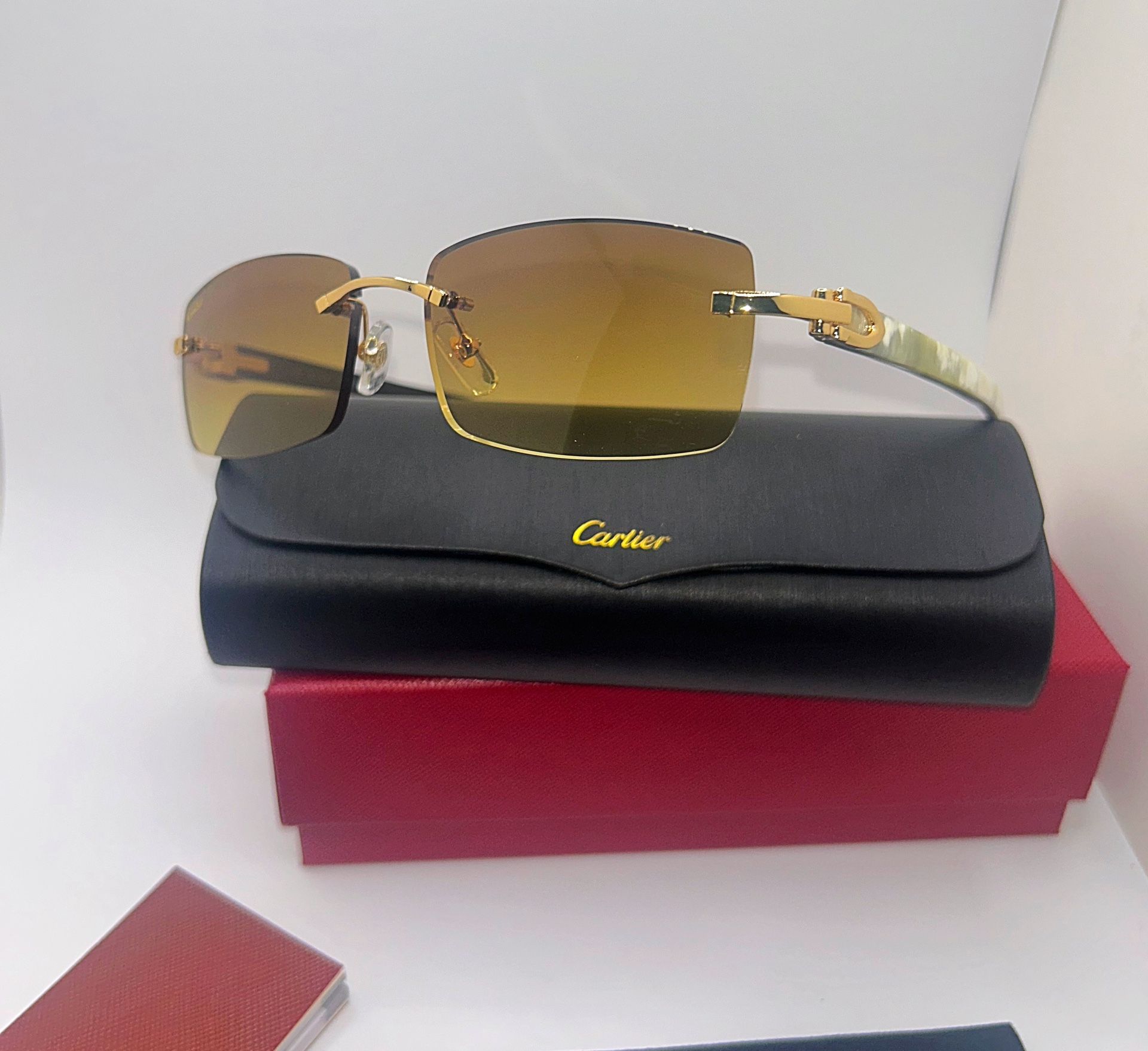 Cartier Sunglasses White Brown Buffs