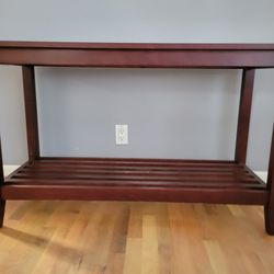 Cherrywood Finish Console Table with Glass Inset