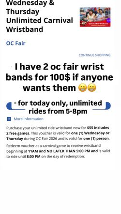 OC fair unlimited ride wristbands (2)