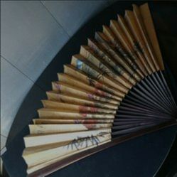 Vintage Xlarge Folding  Hand Painted Wall  FAN 